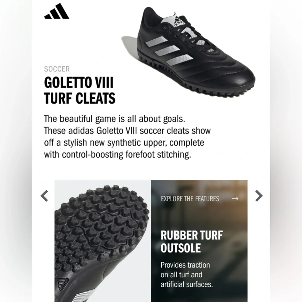 🎉🙂 Adidas Kids' Goletto VIII Turf Indoor Soccer Cleats Size US 3 - Picture 13 of 16